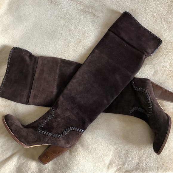 KORS Michael Kors Shoes - KORS Michael Kors Brown Suede Whipstitch OTK Boots